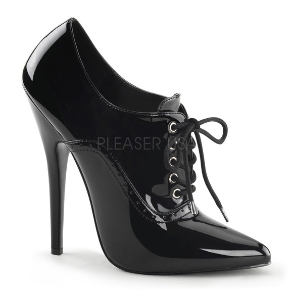 Patent Pointed Toe Lace Up High Heel Ankle Boots - Picture 2 of 5